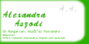 alexandra aszodi business card